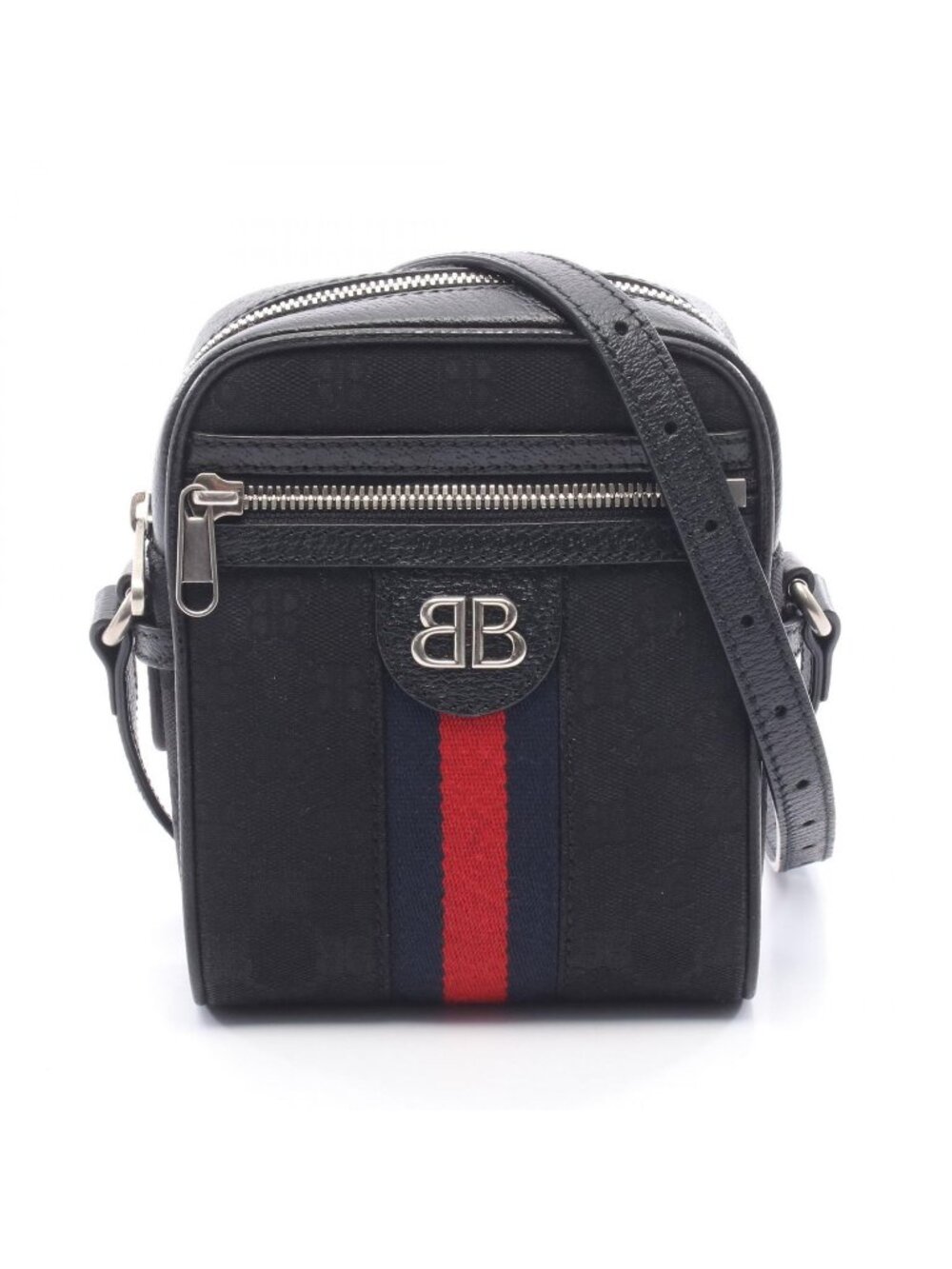 Gucci Shoulder Bag Hacker Project Black Canvas Leather